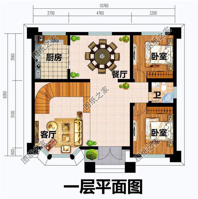 占地100平米农村二层楼设计图，简单大气的户型，布局没得挑