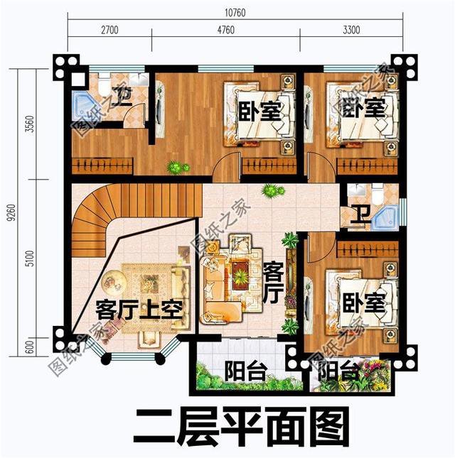 占地100平米农村二层楼设计图，简单大气的户型，布局没得挑