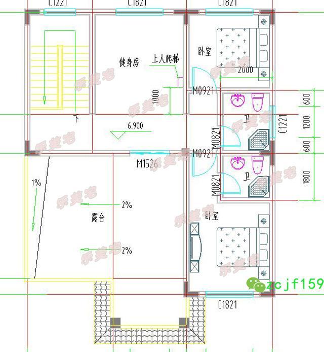 农村三层别墅房屋住宅设计图，100平米左右，外观立体感丰富，空间布局安排合理