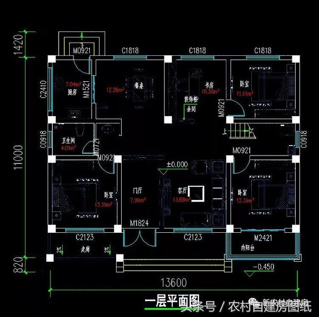 一层农村平房别墅设计图，建一栋一层别墅，造价又低，又能改善父母的住房环境