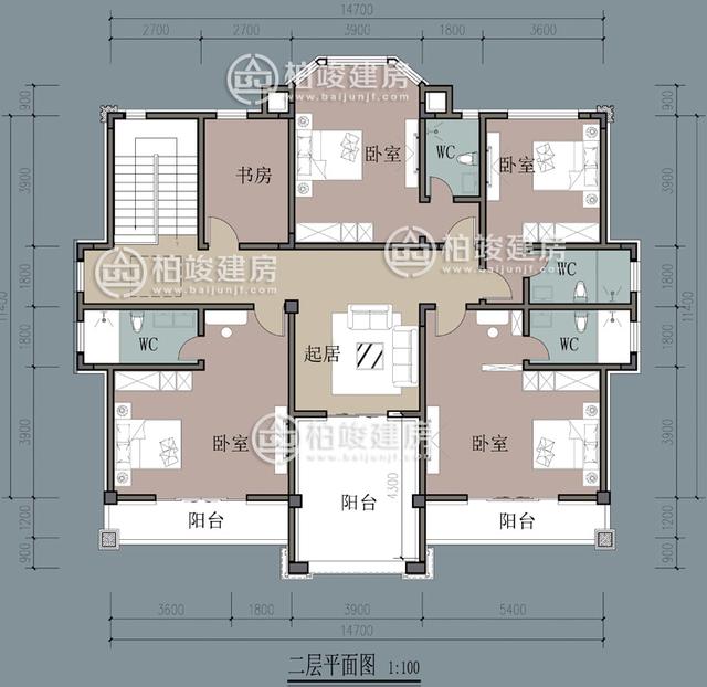 16.9X15.5m农村二层简欧别墅图，砖混结构，造价每户二十五万