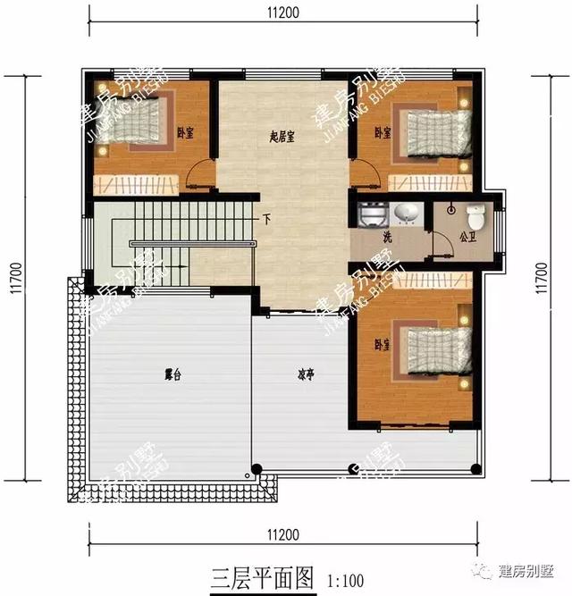 面宽11米多的农村自建房设计图，都有复式客厅，内外都大气