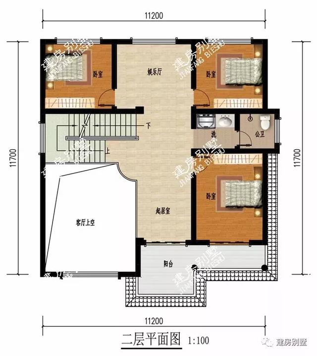 面宽11米多的农村自建房设计图，都有复式客厅，内外都大气