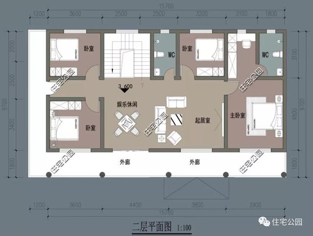 二层洋气农村别墅设计图，6室2厅，整体别致细腻