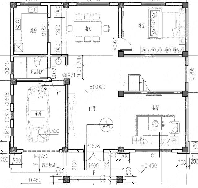 13×11米37万2厅6卧三层别墅设计图，车库+挑空客厅+落地窗+茶室，属简欧轻奢户型