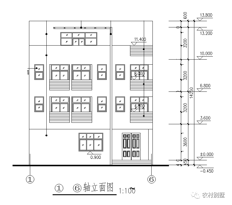 12x8现代四层米农村自建房图，可商住两用