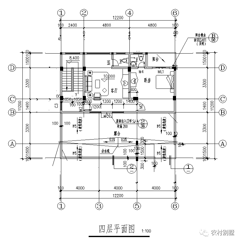 12x8现代四层米农村自建房图，可商住两用