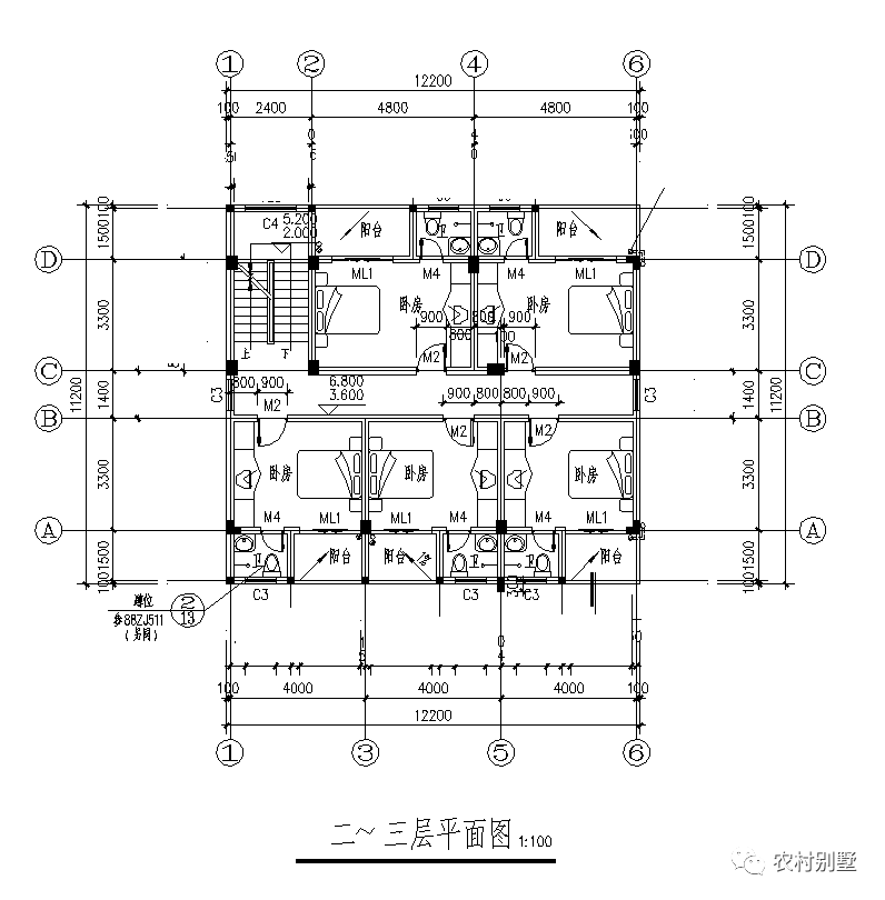 12x8现代四层米农村自建房图，可商住两用