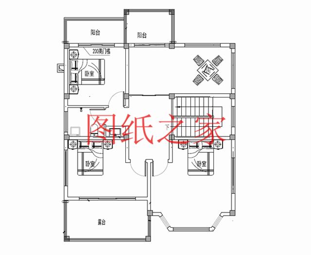 4套100平米左右的二层别墅，美观大气、方正实用，大家都喜欢！