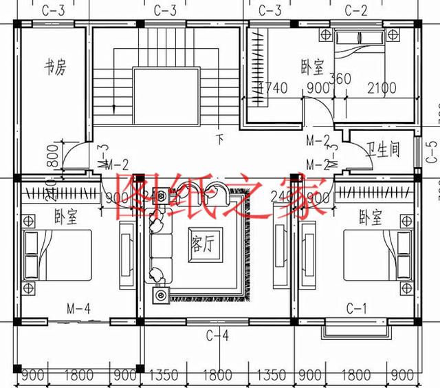 4套100平米左右的二层别墅，美观大气、方正实用，大家都喜欢！