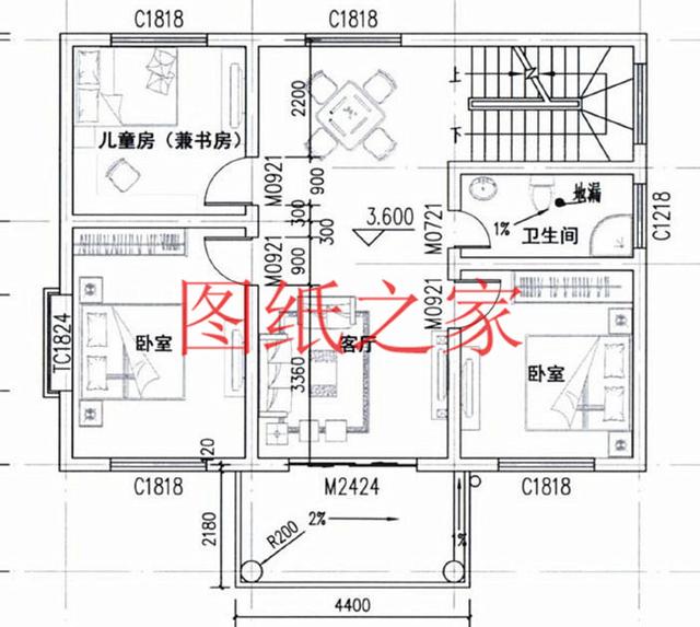 4套100平米左右的二层别墅，美观大气、方正实用，大家都喜欢！