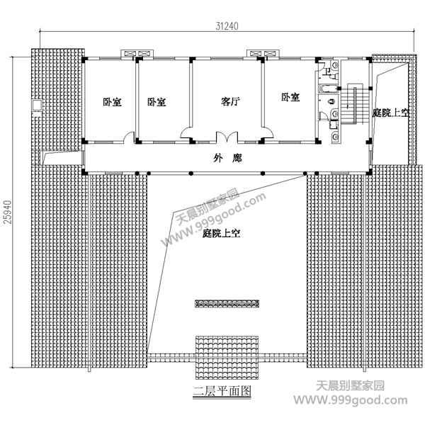 经典农村三合院别墅户型方案图，附室内装修图