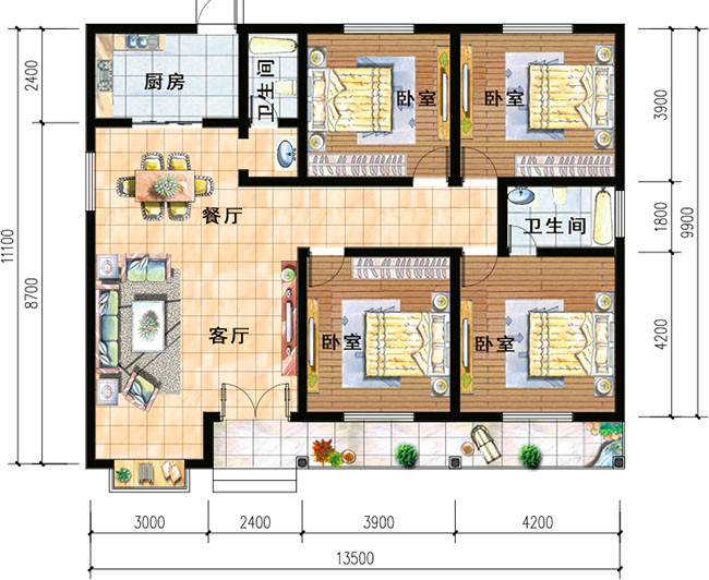 3款农村自建房设计图，一层户型照样漂亮