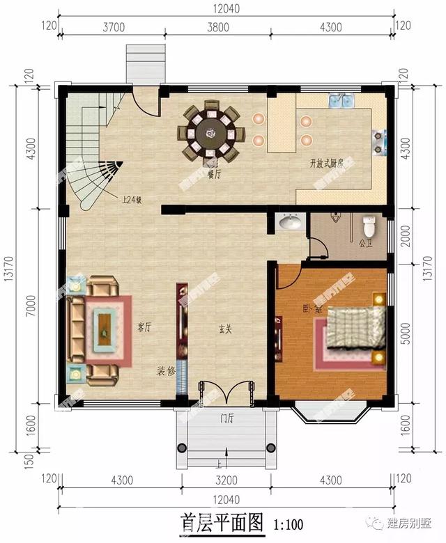 两款面宽12米的三层别墅设计图，第一栋简约大气，实用而方便，建的人少说也有千户