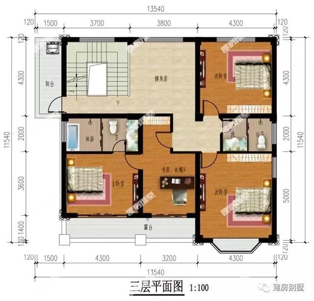 两款面宽12米的三层别墅设计图，第一栋简约大气，实用而方便，建的人少说也有千户