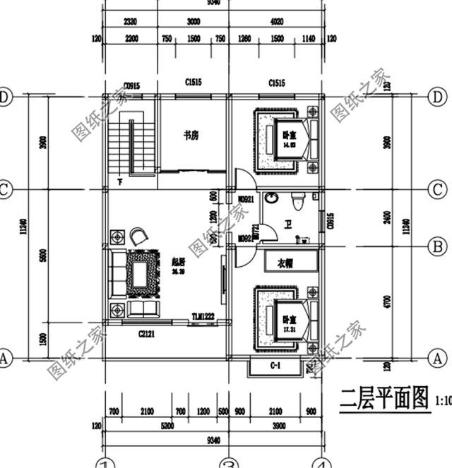 农村二层9×11米房子设计图，施工简单造价经济，第一款16万可以建