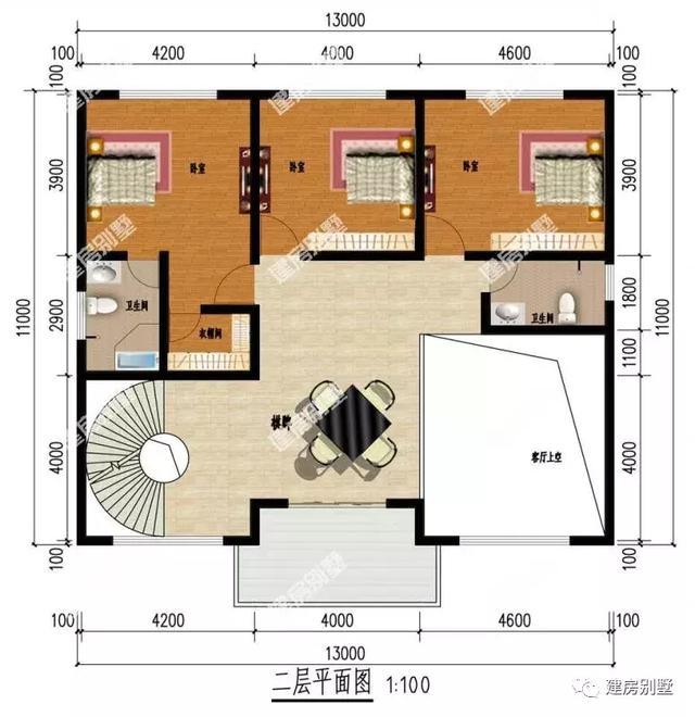 2栋面宽13米的农村自建房设计，主体造价42万左右