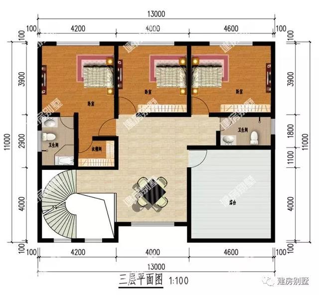 2栋面宽13米的农村自建房设计，主体造价42万左右