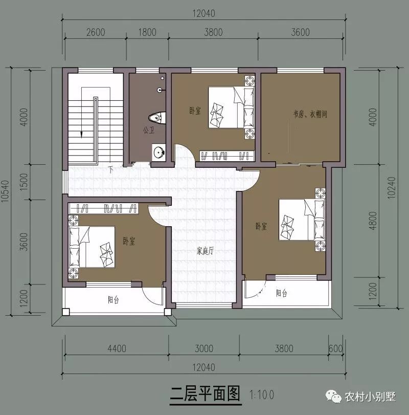 12x10米简约美式二层农村别墅图，20万全搞定