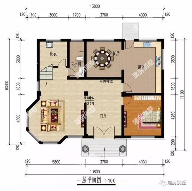 两栋简约风格自建房设计图，第二栋屋顶带观景凉亭