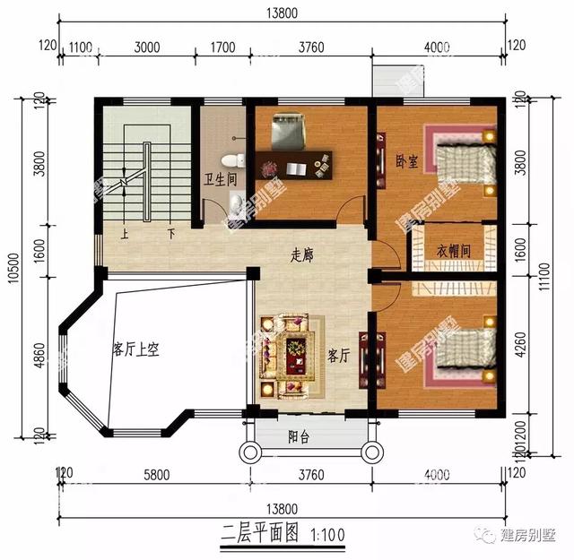 两栋简约风格自建房设计图，第二栋屋顶带观景凉亭